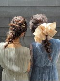 結婚式お呼ばれヘアセット♪編みおろしヘア/フェミニン