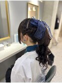 編み込みポニーテール