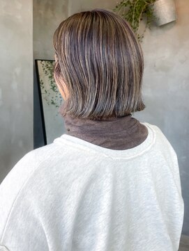 テトヘアー(teto hair) ハイライト ローライト 3Dカラー 切りっぱなしボブ ボブ