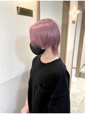 ラベンダーピンク ネオウルフ レイヤーカット くすみピンク
