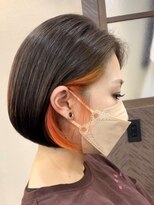 ルミ ツー 横浜駅店(Lumi 2)&nbsp;オレンジインナーカラー/デザインカラー小顔ボブ/Lumi2横浜