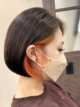 ルミ ツー 横浜駅店(Lumi 2) オレンジインナーカラー/デザインカラー小顔ボブ/Lumi2横浜