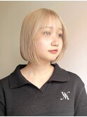 原宿韓国顔まわりミルクティーベージュブロンドベージュボブ