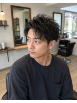 MEN's Baguz MEN'Sカット/ MEN'Sパーマ/ MEN'Sカラー 黒髪無造作ニュアンスパーママッシュ