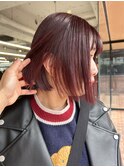【大久保】ブリーチなしで作るレッドパープルカラーボブカット