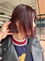 ノラ ヘアーサロン(NORA HAIR SALON) 【大久保】ブリーチなしで作るレッドパープルカラーボブカット
