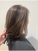 30代からの白髪ぼかしハイライト ミディアムヘア髪質改善Tr