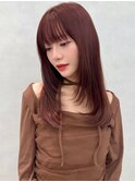 イメチェン/似合わせカット/フルバング／レッドブラウン/中野
