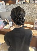 お呼ばれヘアセット大人可愛い編み込みお団子ヘア