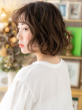 カバーヘア ブリス 戸田公園西口店(COVER HAIR bliss) 抜け感アースカラーゆるふわボブパーマA2戸田公園30代40代#14