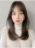 ダークアッシュ大人可愛いくびれヘア前髪愛され#524f1224