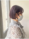 チェリーレッド×ショートボブ