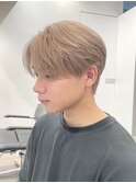 韓国風メンズミルクティーベージュダブルカラーハイトーンカラー