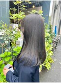 デザインカラーレイヤーカットウェットヘア夏オリーブベージュ