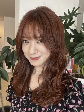 ポイントファイブバイソレイユ 藤沢店(.5 by SOLEIL) ロング顔周りレイヤーダブルカラーアプリコットオレンジカラー