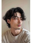 センター分け/パーマ/メンズ/シャドウパーマ/【lana hair新宿】