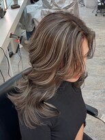 ブレンド 渋谷(BLend)&nbsp;ホワイトグレージュミニウルフデジタルパーマチェリーブラウン