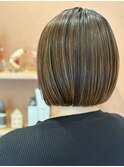 【切りっぱなしボブ】　オーガニックカラー　髪質改善