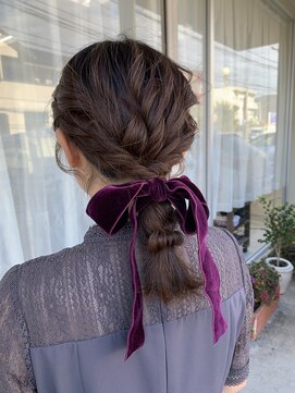 ベロアリボン編み下ろし