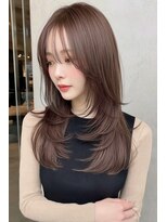 レス(Les.)&nbsp;ミディアムレイヤーバタフライカットハッシュカットダークグレー