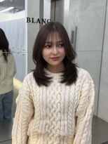 ブラン(Blanc Aoyama) レイヤーカット/顔まわりカット/グレージュ/ミディアム