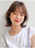 前髪 ボブ 小顔 グレージュ ハッシュカット"