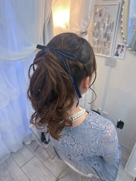 リムネ(RIMUNE) ベロアリボン＋ボリュームポニー