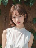 ◎前髪パーマ レイヤーロング 黒髪 グレーベージュ 小顔