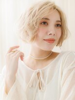 カバーヘア ブリス 戸田公園西口店(COVER HAIR bliss)&nbsp;ホワイトブロンド斜めバングプードルパーマTd2戸田公園10代20代