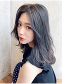 大人気小慣れヴェールウェーブ暗髪ブルージュ＃似合わせカット