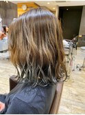 グラデーションカラー/バレイヤージュ/大人ボブ/センターパート