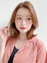 小顔前髪Aラインボブイヤリングカラーかきあげマロンベージュ♪