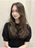 韓国風/レイヤー/小顔/前髪/透明感/グレージュ