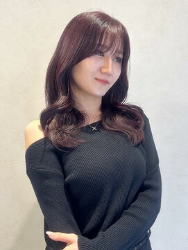 フレーム 博多店(FRAME) 韓国風レイヤーカット顔まわり×レッドラベンダー【福岡博多】