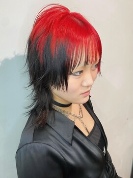 ココ 原宿(KOKO) □＃ルーツカラー＃レイヤーカット#ウルフ#インナーカラー＃赤