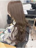 アッシュ×マットブラウンカラーフェミニンロング似合わせカット