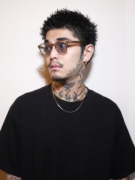 ランプ 代官山(the lamp) 黒髪ショートスパイキーショートメンズアップバングフェード