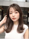 くびれヘア/前髪無し/ミディアムヘア/大人ヘア