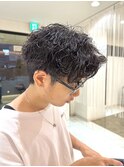 メンズパーマ/波巻き/スパイラル/センターパート/マッシュ