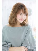 大人かわいい暖色系カラーオンブレ外国人風ふわミディa