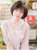 黒髪オリーブグレージュ小顔前下がりミニボブa志木20代30代40代