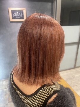 アミ ヘアー ガーデン(ami hair garden) 外ハネボブ×ペールオレンジ