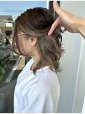 20代30代ウルフインナーカラー立体感小顔丸み乾かすだけ