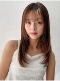 小顔 前髪 レイヤーカット ホワイトグレージュ"