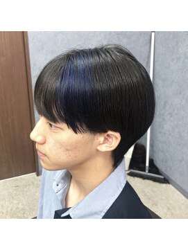 クレオ 福大通り店(CREO) 黒髪マッシュ×ブルーメッシュ