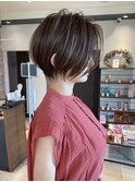 30代40代50代大人ショート髪型丸顔前髪なし似合わせ【安野】