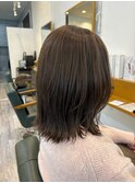 【くびれボブ】【外はね】【透明感】暗めオリーブ