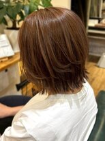 リッチ 横須賀中央店(Rich)&nbsp;白髪ぼかしハイライト レイヤーボブ ブラウンカラー ボブ 40代