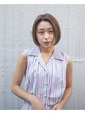 切りっぱなし前髪センターパートボブ/オリーブカラー