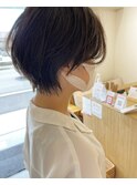 透明感ショート×グレーベージュ